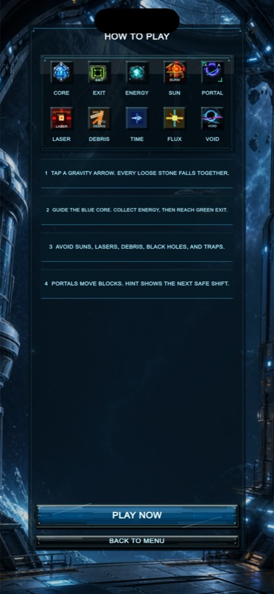 Gravity Station iPhone how to play screen